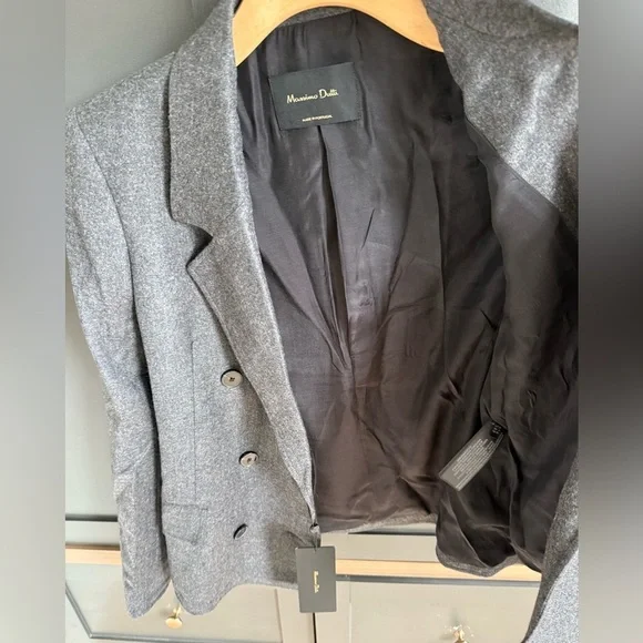 Massimo Dutti Grey Wool Blazer Coat • 36/4 • NWT